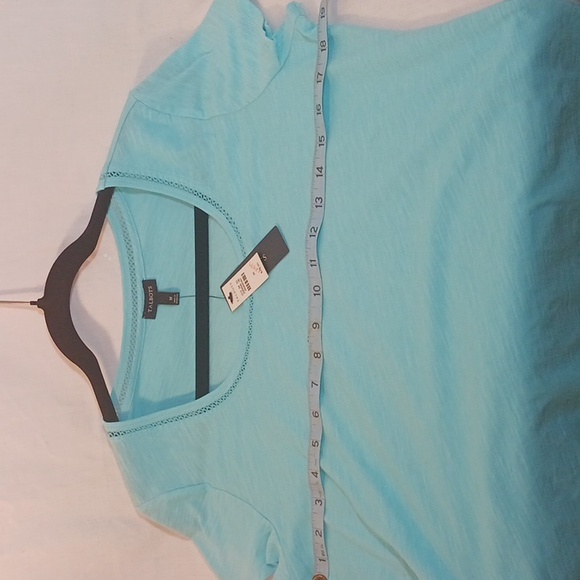 💥Women's NWT Talbots Sz M, aqua, scoop neck summer Tee  100% cotton - Picture 5 of 7